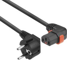 ACT Powercord CEE 7/7 male (angled) - C13 IEC Lock (right angled) black 2 m, EL450S (AK5262)