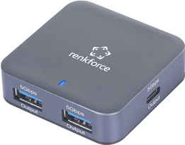 Renkforce RF-USBH-480 4 Port USB 3.2 Gen 1-Hub 3.0 USB-A USB-C mit Aluminiumgehäuse (RF-6410438)