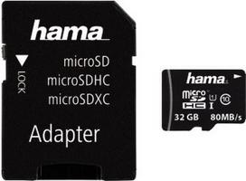 Hama - Flash-Speicherkarte (SD-Adapter inbegriffen) - 32GB - UHS Class 1 / Class10 - microSDHC UHS-I (00124139)