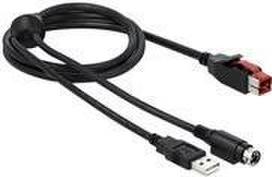 DeLOCK - Powered USB-Kabel - USB PlusPower (24 V) (M) bis USB, Strom mini-DIN (M) 3,0m - Schwarz (85942)