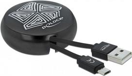 DeLOCK - USB-Kabel - USB (M) bis Micro-USB Typ B (M) 2,1 A - 46/46 cm - einziehbar, flach - Schwarz (85818)