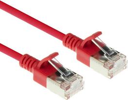 ACT Red 0.15 meter LSZH U/FTP CAT6A datacenter slimline patch cable snagless with RJ45 connectors (DC7530)
