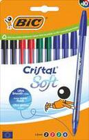 BIC Kugelschreiber Cristal Soft transparent, Schreibfarbe: farbsortiert, 10 St. (516359)