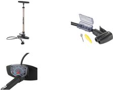 FISCHER Fahrrad-Standpumpe Duokopf, für alle Ventile robuste Standluftpumpe aus Kunststoff, mit Manometer, - 1 Stück (85580)