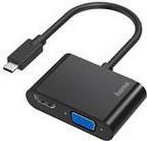 Hama 2in1 - Videoschnittstellen-Converter - HDMI / VGA / USB - USB-C (S) bis HD-15 (VGA), HDMI (R) - Schwarz - 4K Unterstützung