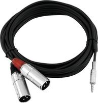 Omnitronic 30225157 XLR Adapterkabel [1x Klinkenstecker 3.5 mm - 2x XLR-Stecker 3 polig] 3.00 m Schwarz (30225157)