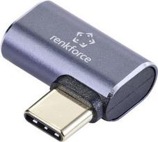 Renkforce USB4® Adapter [1x USB4® Stecker - 1x USB-C® Buchse] 40GBit/s 90° nach links gewinkelt, Aluminium-Stecker (RF-5245272)
