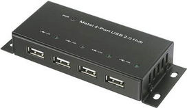 Renkforce 4 Port USB 2.0-Hub Metallgehäuse, zur Wandmontage Schwarz (1610328)