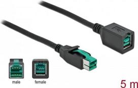 DeLOCK - PoweredUSB extension cable - USB PlusPower (12 V) (M) bis USB PlusPower (12 V) (W) 5,0m - Schwarz (85984)