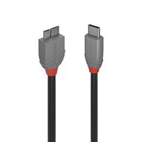 Lindy Anthra Line - USB-Kabel - USB-C (M) zu Micro-USB Typ B (M) - USB 3,2 Gen 1 - 3,0m - rund, bi-direktional - Schwarz (36623)