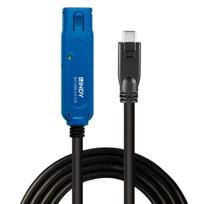 Lindy - USB-Verlängerungskabel - 24 pin USB-C (M) zu USB Typ A, power DC jack 2,5 mm (ID: 0,7 mm) (W) Verriegelung - USB 3,2 Gen 2x2 - 5,0m - rund, aktiv - Schwarz (43380)