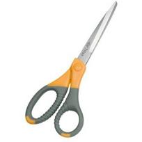 WEDO Schere TITAN plus, spitz, Länge: 180 mm, grau-gelb ergonomische Griffe mit Gummi-Profil, Spezialschliff (9857)