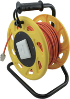 Helos Kabeltrommel, NetzwerkkabelCat.7 RohkabelA, mobil, orange/gelb, 50,0m robustes Design , 1000 MHz Installationskabel , Keystone Buchse Cat 6A mit integrierte Datendose Cat6 mit Staubschutzkappe , Metallfuß für sicheren und stabilen Stand , optiomal für den mobilen Einsatz, z.B. Schulungen, Messstrecken, Präsentationen u.v.m. , Kabel und Spule in Signalfarbe , gummierter Tragegriff und Schnalle für festen Halt und Arretierung , Länge: 50m , S/FTP geschirmt , halogenfrei , Farbe: o