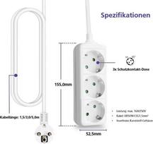 Helos Steckdosenleiste CLASSIC, 3-fach, weiß, 5,0m, ohne Schalter Robustes klassisches Design , 5,0m Zuleitung , Leiterquerschnitt: 1,5 mm² , Kabeltyp: H05VV-F 3G1.5mm , ohne Schalter , 3 Schutzkontaktsteckdosen 45° gedreht , mit Berührungsschutz , belastbar bis zu 16 A/230V (4000 Watt) , VDE, CE und GS-Zertifiziert , Farbe: weiß (262789)
