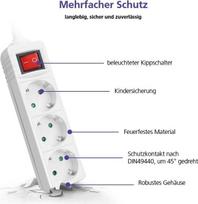 Helos Steckdosenleiste CLASSIC, 3-fach, weiß, 3,0m, mit Schalter Robustes klassisches Design , 3,0m Zuleitung , Leiterquerschnitt: 1,5 mm² , Kabeltyp: H05VV-F 3G1.5mm , mit Schalter , 3 Schutzkontaktsteckdosen 45° gedreht , mit Berührungsschutz , belastbar bis zu 16 A/230V (4000 Watt) , VDE, CE und GS-Zertifiziert , Farbe: weiß (262791)