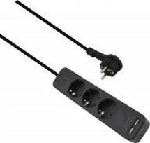 Helos Steckdosenleiste ADVANCED, 3-fach, USB-Charger schwarz, 1,5m, mit Schalter Robustes ansprechendes Design , 1,5m Zuleitung , Leiterquerschnitt: 1,5 mm² , Kabeltyp: H05VV-F 3G1.5mm , mit Druck-Schalter , 3 Schutzkontaktsteckdosen 45° gedreht , mit 2 USB Charger 2.4A Max. , mit Berührungsschutz , belastbar bis zu 16 A/250V (3500 Watt) , VDE, CE und GS-Zertifiziert , Farbe: schwarz (262818)