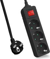 Helos Steckdosenleiste CLASSIC, 3-fach, schwarz, 5,0m, mit Schalter Robustes klassisches Design , 5,0m Zuleitung , Leiterquerschnitt: 1,5 mm² , Kabeltyp: H05VV-F 3G1.5mm , mit Schalter , 3 Schutzkontaktsteckdosen 45° gedreht , mit Berührungsschutz , belastbar bis zu 16 A/230V (4000 Watt) , VDE, CE und GS-Zertifiziert , Farbe: schwarz (262805)