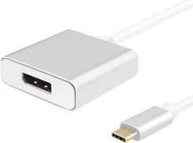 Helos PREMIUM - USB/DisplayPort-Adapter - USB-C (M) bis DisplayPort (W) - USB 3.1 / DisplayPort 1.2 - 10 cm - 4K Unterstützung - Silber
