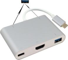 Helos Dockingstation, USB 3.1 Type-C St/3xUSB/HDMI/Type-C Bu, PREMIUM 4K, silber USB Type-C™ Dockingstation mit USB 3.1 Type-C Stecker/3xUSB 3.0/HDMI/Type-C Buchse , PREMIUM , TPE Außenmantel - hochflexibel , Aluminium-Gehäuse , CE-zertifiziert , ULTRA HD 4K , vergoldete Kontakte , ROHS 2.0 und REACH-konform , Farbe: silber (288389)