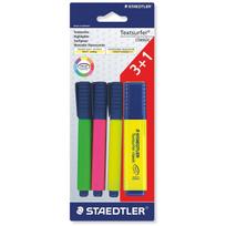 STAEDTLER Textsurfer classic transluzent, 3 + 1 GRATIS Strichstärke: 1,0 - 5,0 mm, Keilspitze, lichtbeständig (364 A BK4D)