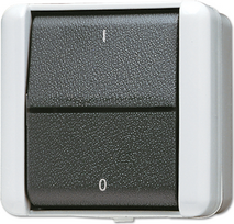 JUNG 802 W - Wippschalter - 2P - Verkabelt - Schwarz - Weiß - Thermoplast - IP44