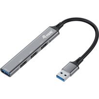Equip 4-PORT-USB 3.0/2.0-HUB - USB 3.2 Gen 1 (3.1 Gen 1) Type-A - USB 2.0 - USB 3.2 Gen 1 (3.1 Gen 1) Type-A - 5000Mbit/s - Schwarz - Grau - Aluminium - 0,15 m (128960)