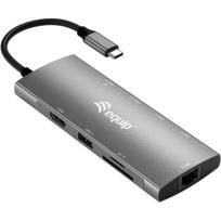 Equip USB-C 9-in-1-Multifunktionsadapter - HDMI 4K/60Hz - Gigabit LAN - USB 3.2 GEN1 - SD/TF - 100W USB PD - Kabelgebunden - USB 3.2 Gen 1 (3.1 Gen 1) Type-C - 100 W - 10,100,1000Mbit/s - Grau - MicroSD (TransFlash) - SD - SDHC - SDXC (133490)