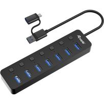 Equip USB-Hub 7-Port 3.2 ->7x3.2 inkl USB-C Adapter schwarz - Hub - 7-Port - Typ C (128965)
