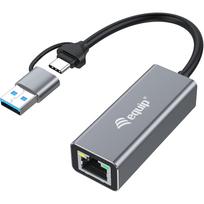 Equip Adapter USB-C -> RJ45 10/100/1000/2500Mbps+ USB-A - Adapter - Digital/Daten (133495)