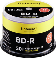 Intenso Blu-Ray Rohling BD-R 25GB 6x Speed 50er CakeBox - 25GB - 6x - Spindel (5001115)
