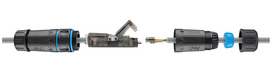 Goobay Outdoor (IP68) Netzwerkkabel-Verbinder, CAT 6A ungeschirmt, UTP - staub- und wasserdicht, Klemmleiste für LSA Montage (werkzeugfrei) (44416)