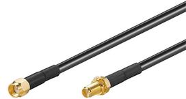 Wentronic Goobay WLAN Antennenverlängerungskabel, Schwarz, 1 m - RP-SMA Stecker > RP-SMA Buchse (51675)