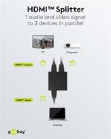 HDMI Splitter 1 to 2 (4K @ 30 Hz), black - splits 1x HDMI input signal into 2x HDMI output