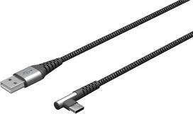 USB-C to USB-A Textile Cable with Metal Plugs (Space Grey/Silver), 2 m