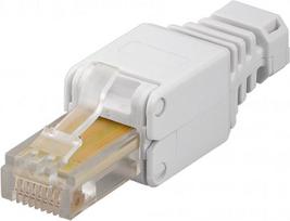 Wentronic Goobay CAT 5e UTP werkzeugfreier RJ45 Netzwerk-Stecker, Weiß - für flexible und starre Innenleiter, AWG 24-26 (68859)