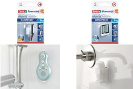 tesa Powerstrips Klebepads SMALL WATERPROOF, weiß geeinget für die Verklebung auf Fliesen, Glast, etc. - 1 Stück (59778-00000-00)