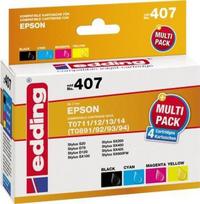 edding printer cartridges EDD-407 black, cyan, magenta, yellow compatible with EPSON T0715, set of 4