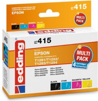 edding printer cartridges EDD-415 black, cyan, magenta, yellow compatible with EPSON T1295L, set of