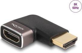 Delock - Highspeed - HDMI-Adapter mit Ethernet - HDMI männlich zu HDMI weiblich links abgewinkelt - Schwarz/Grau - unterstützt 8K 60 Hz (7680 x 4320) (60082)