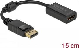 Delock - Videoadapter - DisplayPort männlich Verriegelung bis HDMI weiblich - 15cm - Schwarz - passiver Konverter, 1080p-Unterstützung, 60 Hz (61011)