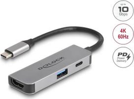 Delock USB Type-C Adapter zu HDMI 4K 60 Hz mit USB Typ-A und USB Type-C PD 95 W