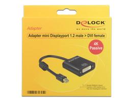 Delock - Videoadapter - Single Link - Mini DisplayPort (M) zu DVI-I (W) - DisplayPort 1,2 - 20cm - Daumenschrauben, 4K Unterstützung - Schwarz (62605)