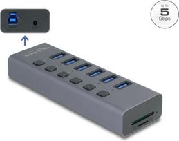 Delock Externer USB 5Gbps 6 Port Hub mit Schalter und SD Micro Slot (64237)