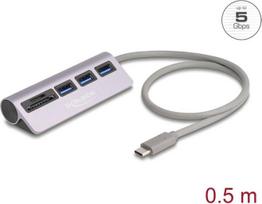 Delock 3 Port USB 5Gbps Hub inklusive SD und Micro SD Card Reader mit USB Type-C Anschluss