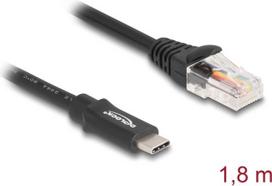 Delock - Serieller RS-232-Adapter - 24 pin USB-C (M) zu RJ-45 (M) - 1,8m - USB / USB 2,0 / EIA-232 - Schwarz (64305)