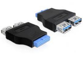Delock Adapter USB 3.0 Pin Header Buchse > 2 x USB 3.0 Buchse - nebeneinander (65324)