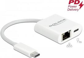 DeLOCK - Netzwerkadapter - USB-C 3,2 Gen 1 - Gigabit Ethernet x 1 - weiß (65402)