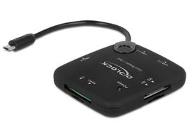 Delock Micro USB OTG Card Reader + 3 port USB Hub - Kartenleser (MS, MS PRO, MMC, SD, MS Duo, MS PRO Duo, RS-MMC, TransFlash, microSD, MMCmicro, SDHC, MS Micro, microSDHC, SDXC, microSDXC, MS PRO-HG)