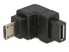 Delock - USB-Adapter - Micro-USB Typ B (W) zu Micro-USB Typ B (M) - 90° Stecker, nach unten gewinkelter Stecker - Schwarz (65668)