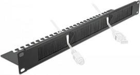 DeLOCK Cable Management Brush Strip with Cable Support Plate - Kabelführungspanel mit Bürste - Schwarz - 1U - 48,3 cm (19) (66484)